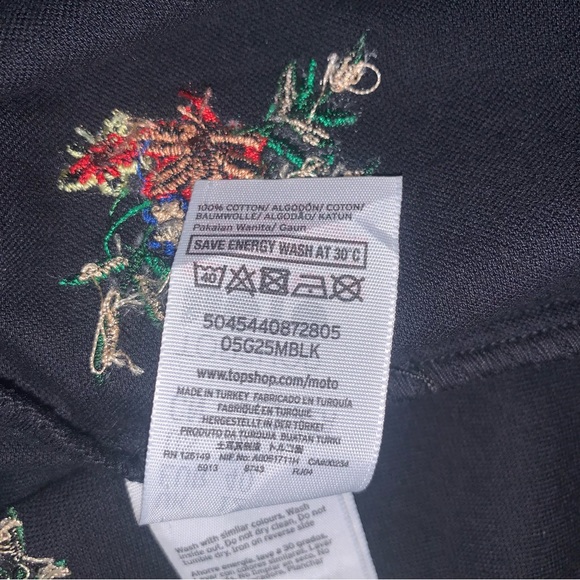 Topshop Moto Velour Embroidered Overall Dress Dungaree Black Floral Size 8 US - Picture 13 of 13